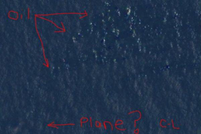 Mapa publicado por Courtney Love indicando dónde está el avión.