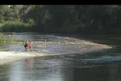 El río Esla, a su paso por Mansilla de las Mulas, es frecuente recurso para los bañistas en la época veraniega.