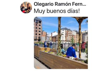 De izquierda a derecha, respuesta de Cartón sentado en el banco, el primer ‘tuit’ del alcalde y las fotos de Iván Castrillo y Lorena Valle. DL