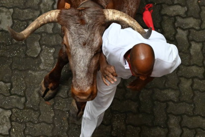 Primer encierro de los Sanfermines. VILLAR LÓPEZ / ELOY ALONSO / RODRIGO JIMÉNEZ / JESÚS DIGES / J. P. URDIROZ