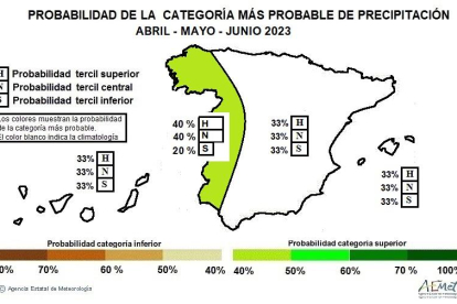 Mapa con la predicción de precipitaciones elaborado por la AEMET. AEMET