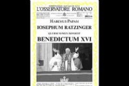 El periódico del Vaticano traduce en su portada las palabras con las que fue elegido Papa Benedicto XVI.