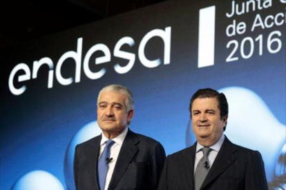José Damián Bogas y Borja de Prado, consejero delegado y presidente de Endesa, el pasado mes de abril.