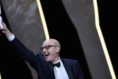 Juanjo Giménez, tras ganar la Palma de Oro en Cannes por 'Timecode'.