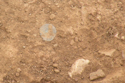 Imagen de una de las monedas que se encontró en una de las zonas de la cueva del Oso, en Riaño.