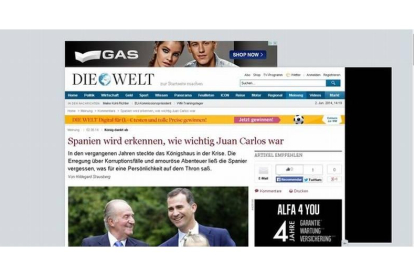 La noticia de la abdicación en 'Die Welt'.