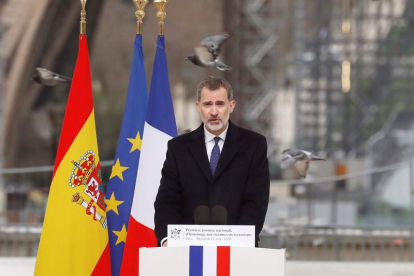 El rey hace unos días en el acto del Día Europeo de las Víctimas del Terrorismo en París.