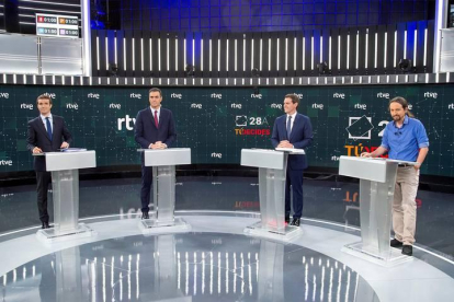 Los cuatro protagonistas durante el debate en TVE