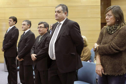 Eufemiano, Labarta, Belda, Saiz y Yolanda Fuentes, los cinco imputados ayer ante la juez.