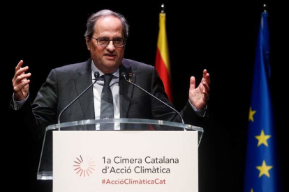 Quim Torra durante su intervención en la primera Cumbre Catalana de Acción Climática.