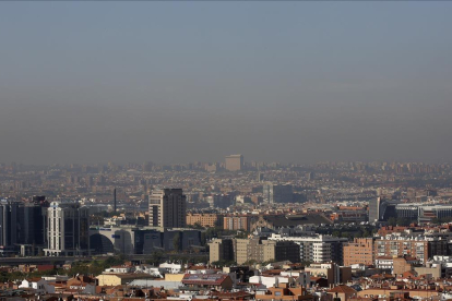 Madrid, en una mañana con los niveles de contaminación elevados