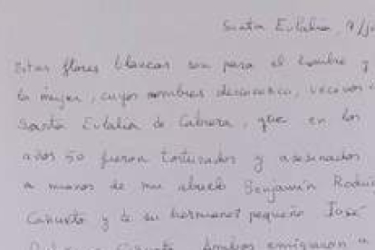 La carta grapada en el Cabildo de Santa Eulalia. CORTESÍA DE S. MACÍAS