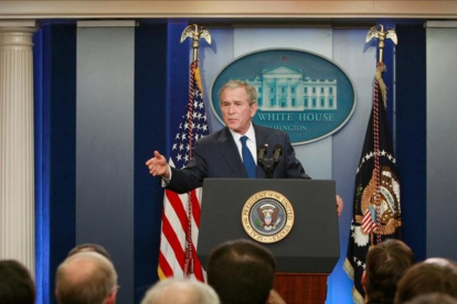 George W. Bush en su última rueda de prensa como presidente de Estados Unidos en el 2009.
