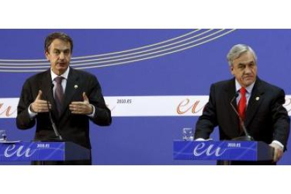José Luis Rodríguez Zapatero, y el presidente de Chile, Sebastián Piñera, hoy en Madrid.