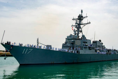 El buque USS Paul Ignatius, el barco más nuevo que las Fuerzas Navales estadounidenses tenían desplegado en Europa, a su llegada a Rota el pasado 23 de junio para formar parte del escudo antimisiles de la Otan. EFE