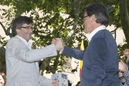 Artur Mas y Carles Puigdemont, en un acto de campaña reciente.