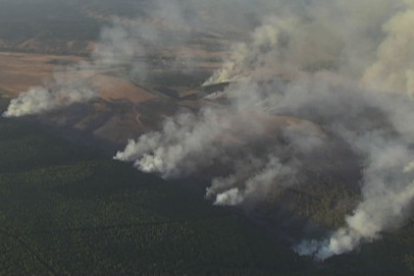 Fotografía aérea del incendio de San Bartolomé de Rueda. JCyL