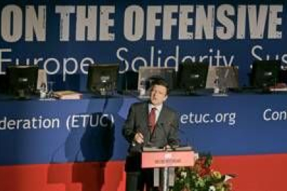 Durao Barroso durante su intervención en el congreso de la Confederación Europea de Sindicatos