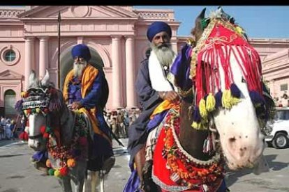 Caballos así de adornados y toda esta explosión de color se pueden contemplar en la ciudad india de Amristar, que celebra estos días un festival.