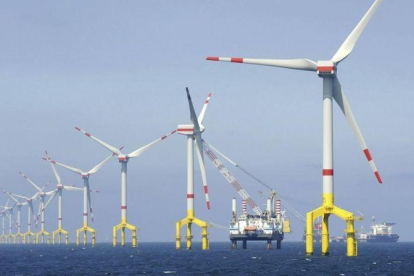 Parque de energia eólica BARD Offshore 1, situado a 100 kilometros de la costa de Borkum,  en Alemania.