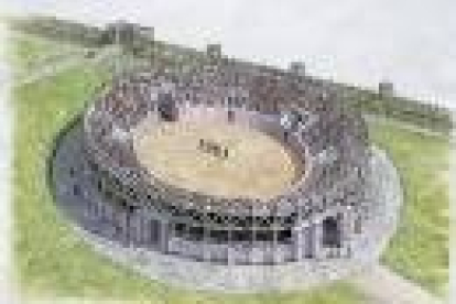 Reconstrucción de cómo habría sido el anfiteatro romano