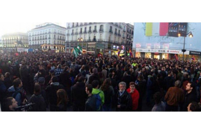 La concentración en la Puerta de Sol para pedir la libertad de los detenidos.