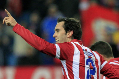 Godín celebra su gol, el único del partido, ante el Athletic de Bilbao en Copa.