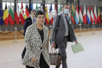 La ministra Arancha González Laya a su llegada a Bruselas. OLIVER HOSLET