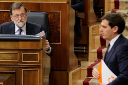 Mariano Rajoy y Albert Rivera, el pasado 14 de marzo en el Congreso.