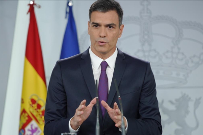 Pedro Sánchez, en la rueda de prensa posterior al Consejo de Ministros. /