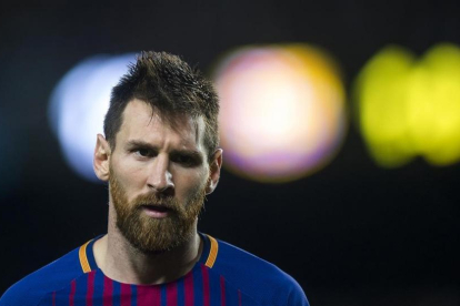 Messi, en un momento del Barça-Olympiacos del Camp Nou.