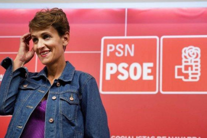La candidata socialista a presidir Navarra, María Chivite, el pasado 2 de julio, en Pamplona.