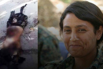 La combatienta Amina Omar conocida como Barin Kobane, mutilada por las fuerzas turco-sirias.