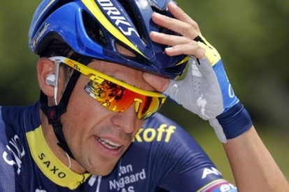 Contador, en un momento de la primera etapa del Tour.