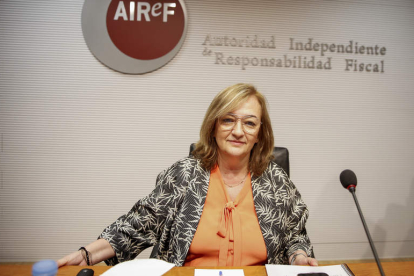 Cristina Herrero, presidenta de la Airef, en la presentación del informe, ayer. VÍCTOR CASADO