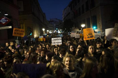 Marcha contra la violencia machista, ayer, en Madrid.