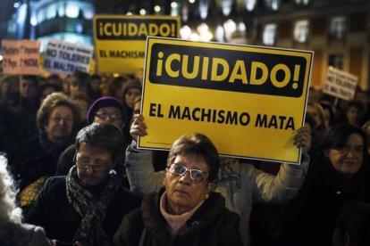 Protesta contra la violencia machista en Madrid.