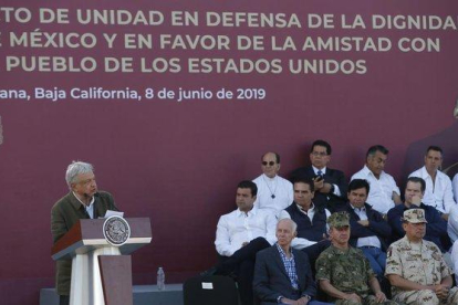 El presidente de México Andrés Manuel López Obrador durante el acto celebrado en Tijuana el 8 de junio.