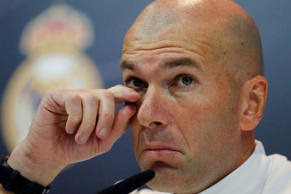 Zinedine Zidane, durante la rueda de prensa de este sábado en Valdebebas.