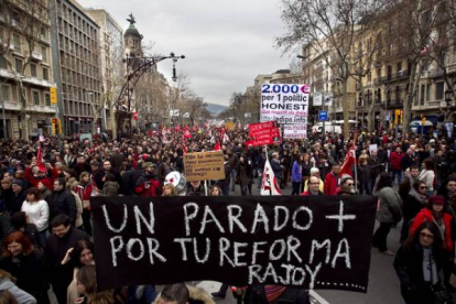 Protestas en el Passeig de Gràcia, en Barcelona. Foto: JOAN CORTADELLAS
