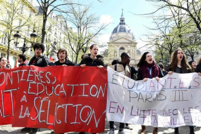Manifestación de estudiantes de la Sorbona el pasado mes de abril.