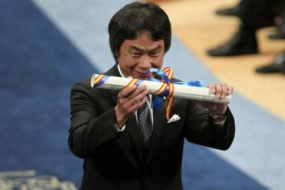 Shigeru Miyamoto tras recoger el premio. J.L. Cereijido