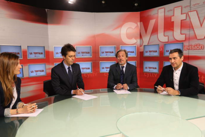 Marisa Vázquez, Miguel Ángel Blanco, Pedro Muñoz y Juan Carlos Franco en el programa La Tertulia de esta semana. L. DE LA MATA