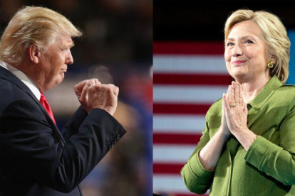 Donald Trump y Hillary Clinton, durante actos electorales.