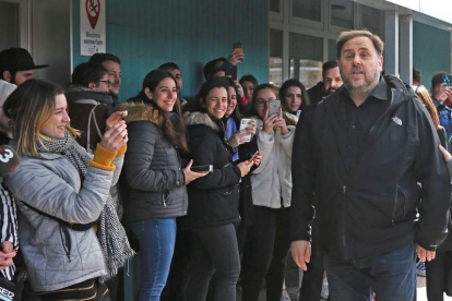 Oriol Junqueras a su llegada al campus de Manresa de la Universidad de Vic.