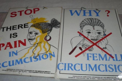 Un cartel utilizado para promover la prohibición de la MGF y la concienciación a las culturas que la practican