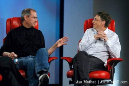 Steve Jobs con Bill Gates en la conferencia All Things D del 2007.