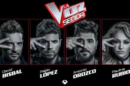 Los coachs de La Voz Senior, en una imagen promocional del concurso de A-3.