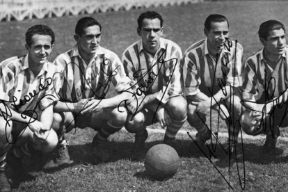 De izquierda a derecha, Iriondo, Venancio, Zarra, Panizo y Gainza en una imagen de 1945.