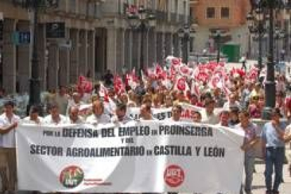 Los trabajadores de Proinserga en una de las manifestaciones de julio, en una imagen de archivo